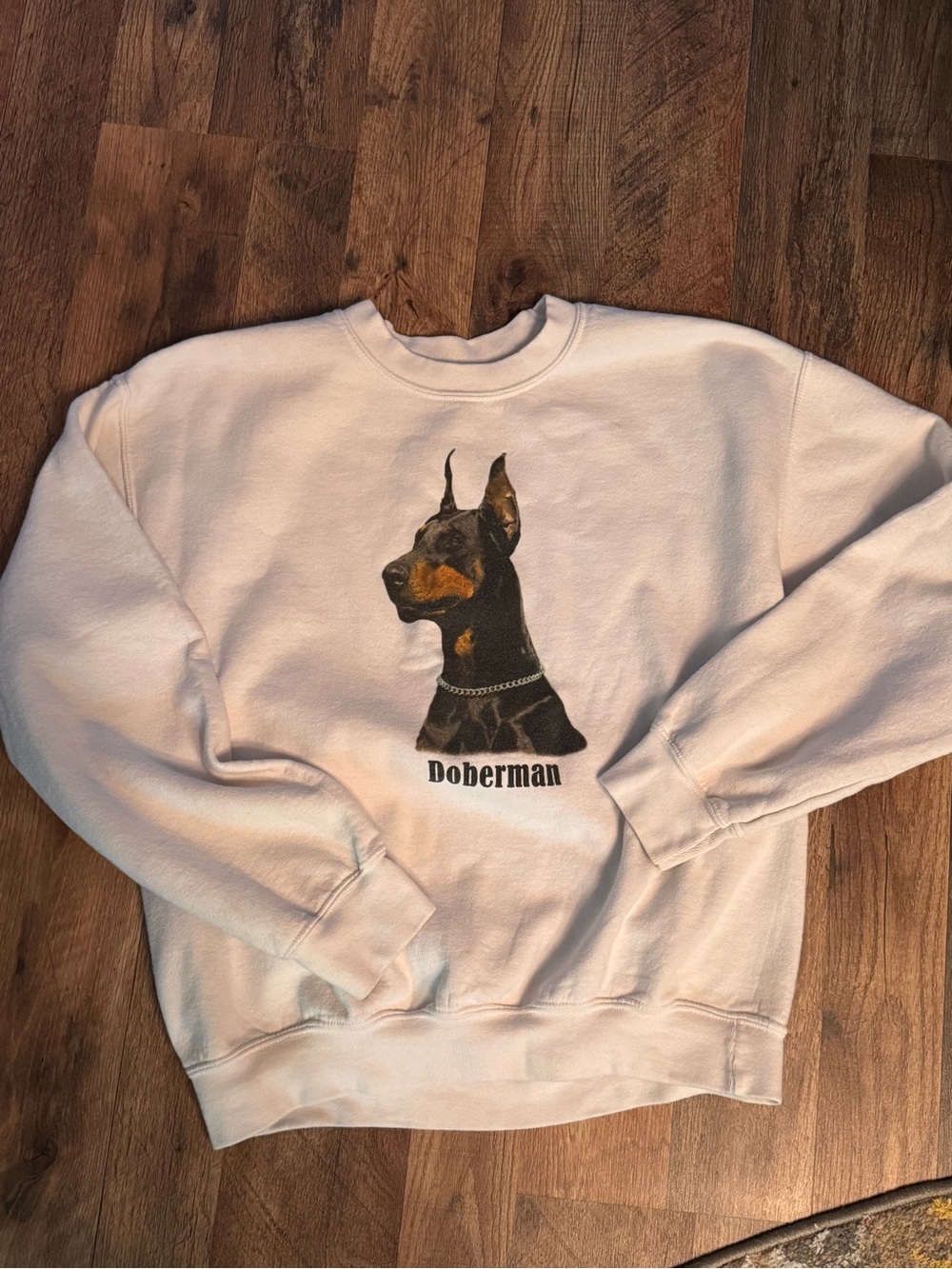 90’s Doberman Graphic Crewneck Sweatshirt - White